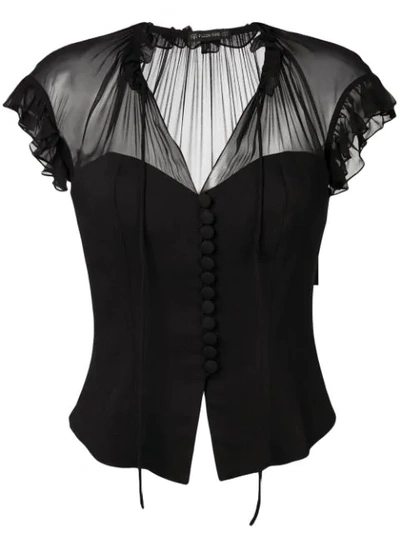 Plein Sud Front Buttoned Blouse In Black