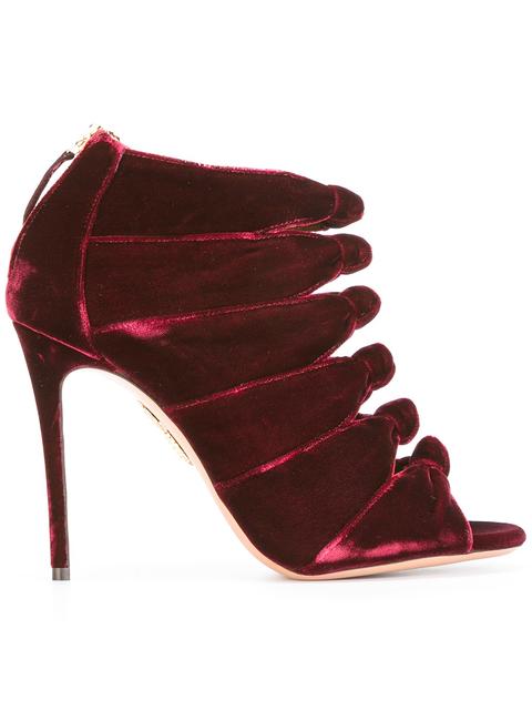 Aquazzura Nasiba 105 Velvet Sandals In Ruly Red | ModeSens
