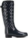 Hunter Refined Tall Quilted Wellies - Blue