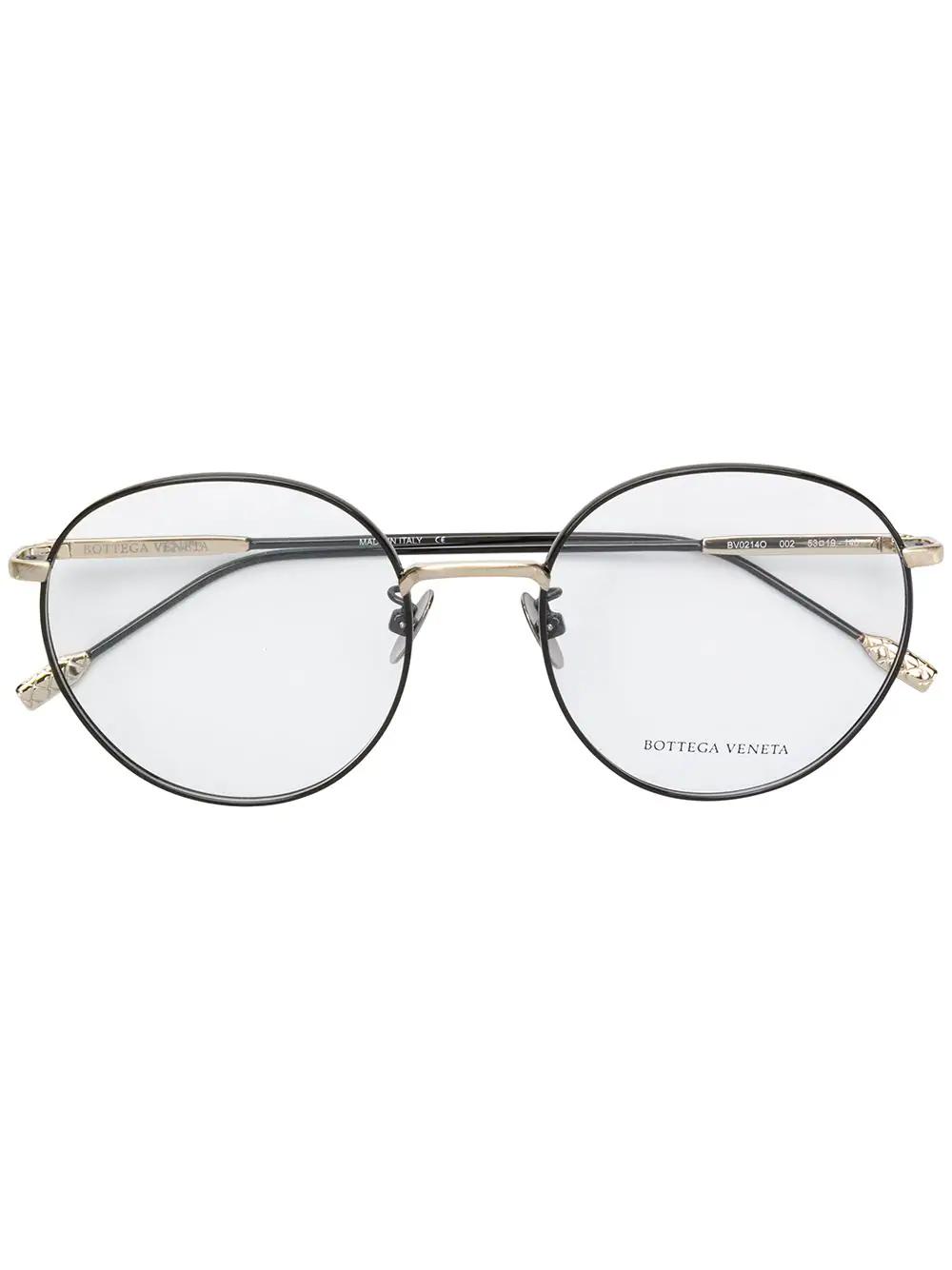 Bottega Veneta Eyewear Round Frame Glasses - Black In Gray | ModeSens
