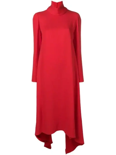 Valentino Funnel Neck Maxi Dress In Red