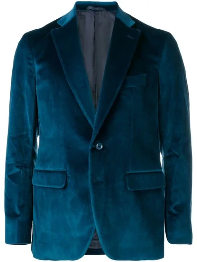 Larusmiani Classic Velvet Blazer - Blue