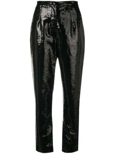Elie Saab Sequins Embroidered Trousers In Black