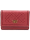 Bottega Veneta Woven Leather Wallet In Red