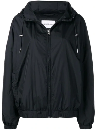 Calvin Klein Jeans Est.1978 Hooded Windbreaker Jacket In Black