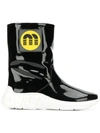 Miu Miu Black Color Rubber Boots With Logo Patch