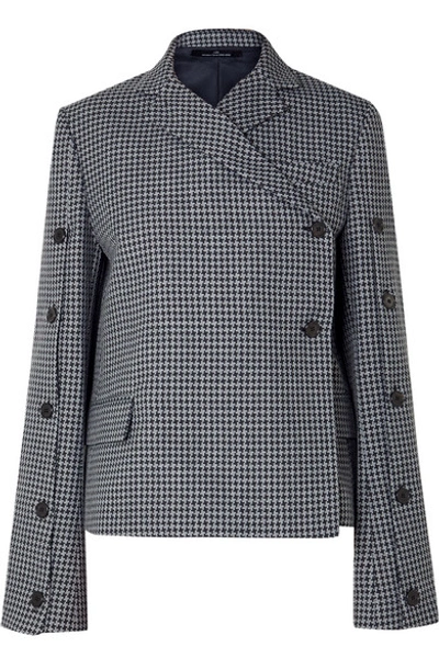 Rokh Button-embellished Houndstooth Tweed Blazer In Gray