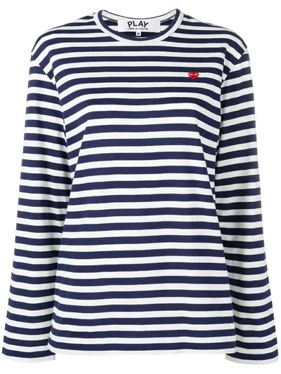 Comme Des Garçons Play Striped Longsleeve T-shirt In Blue