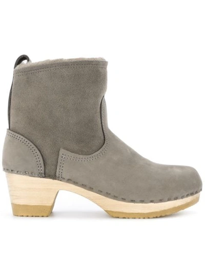 No.6 5” Shearling Clog Boots In Grey