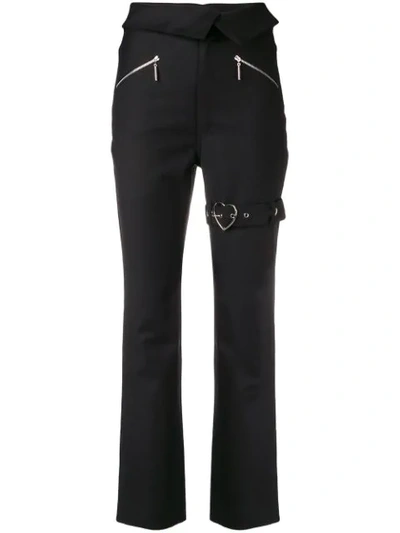 Adam Selman Foldover Buckle Detail Trousers In Black