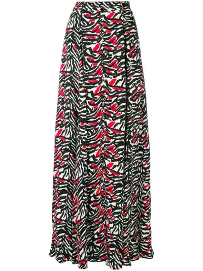 Adam Selman A-line Tiger Print Maxi Skirt - Black