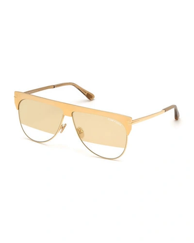Tom Ford Winter Two-tone Mirrored Aviator Sunglasses In Yellow