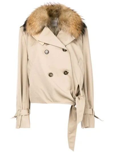 Each X Other Fur Collared Jacket In Neutrals