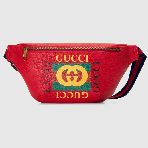 red gucci fanny pack with writing