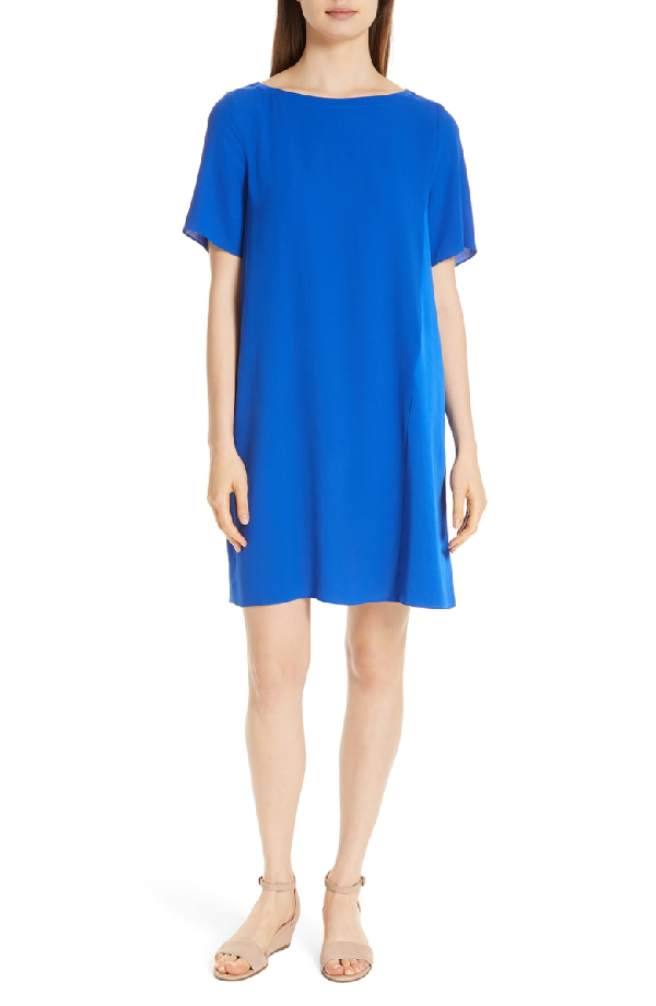 eileen fisher bateau neck silk dress