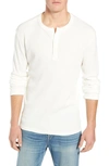 Frame Slim Fit Long Sleeve Waffle Knit Henley In Off White