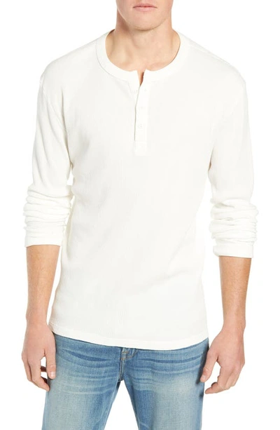 Frame Slim Fit Long Sleeve Waffle Knit Henley In Off White