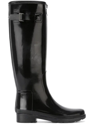 Hunter Buckle Wellington Boots In Black