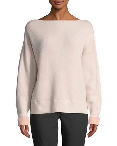 Club Monaco Donah Boat-neck Cashmere Pullover Sweater In Pink Pattern
