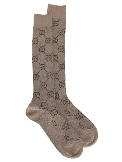 Gucci Gg Signature Socks In Brown