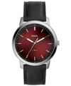 Fossil Men's Minimalist Black Leather Strap Watch 44mm
