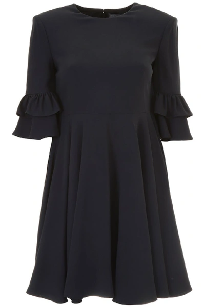 Alexander Mcqueen Ruffled Sleeves Dress In Black