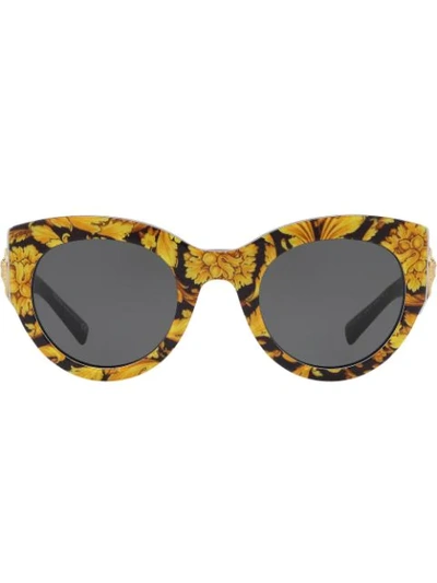 Versace Tribute Barocco Print Sunglasses In Yellow