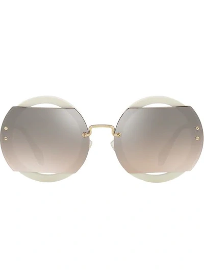 Miu Miu Circle Sunglasses In Neutrals