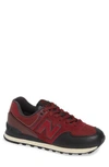 New Balance 574 Classic Sneaker In Burgundy Suede/ Textile