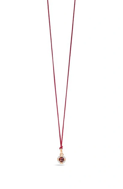 Pomellato 18k Rose Gold M'ama Non M'ama Garnet & Diamond Pendant Necklace, 17.3 In Red/rose Gold
