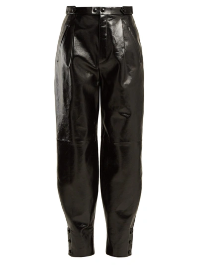 Givenchy Button-hem Leather Trousers In Black