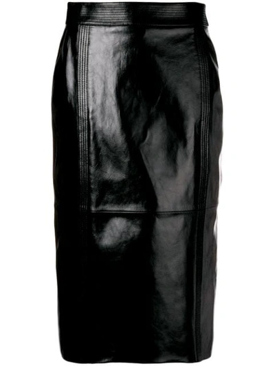 Givenchy Buttoned-back High-rise Leather Pencil Skirt In Black