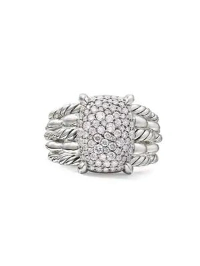 David Yurman Tides Sterling Silver & Pavé Diamond Cable Ring