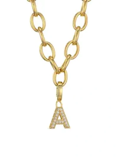 Roberto Coin Princess Charms 18k Yellow Gold & Diamond Initial Charm In Initial A