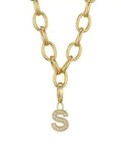 Roberto Coin Princess Charms 18k Yellow Gold & Diamond Initial Charm In Initial S