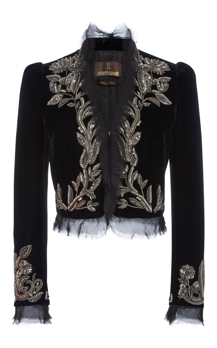 Roberto Cavalli Embroidered Cropped Jacket | ModeSens