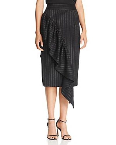 Milly Angelina Pinstriped Skirt In Black