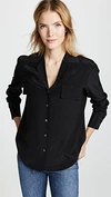 Frame Chest Pocket Silk Shirt In Black