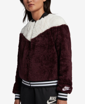 women's nike sportswear sherpa wolf bomber jacket