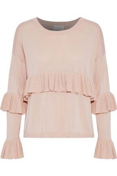 Cinq À Sept Phillipa Ruffled Silk And Cashmere-blend Sweater In Blush