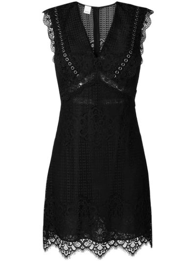 Pinko Lace Embroidered Mini Dress In Black