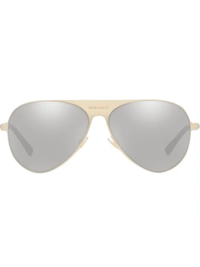 Versace Monochromatic Aviator Sunglasses In Gold