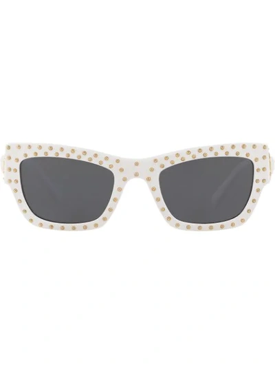 Versace Studded Cat-eye Sunglasses In White