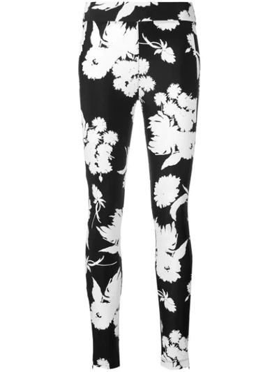 Ganni Skinny Fit Floral Trousers In Black