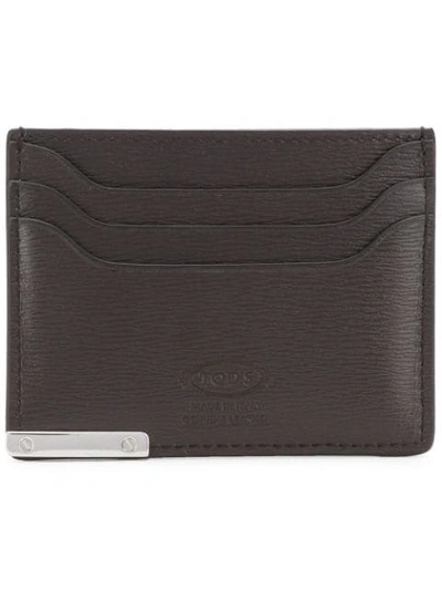 Tod's Logo Plaque Cardholder In Brown