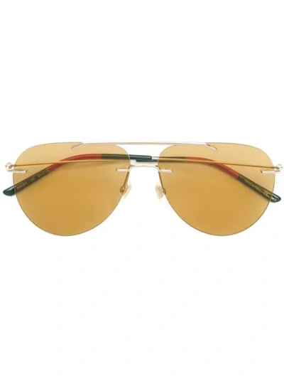 Gucci Aviator Frame Sunglasses In Gold