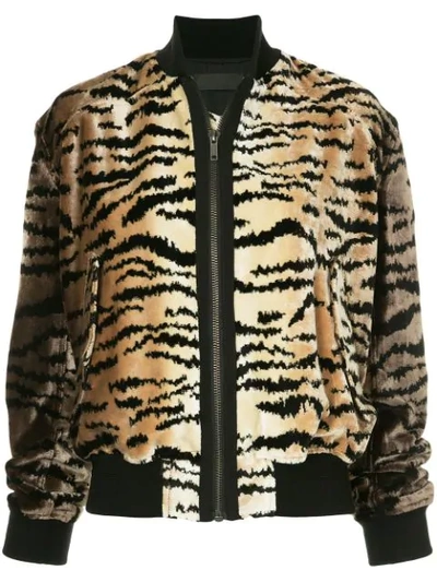 Haider Ackermann Tiger Stripe Bomber Jacket In Myrica Cream/black