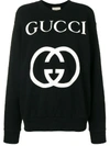 Gucci Oversized Printed Cotton Sweatshirt In Black