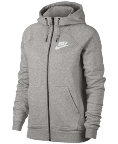 Nike Plus Size Sportswear Zip Hoodie In Grey Heather/ White