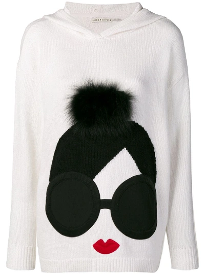 Alice And Olivia Vernie Stace Face Wool-blend Jumper In White